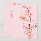 roze marmeren bloem Uitnodiging (Voorkant / Achterkant)