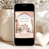 Roze Marmeren Boog Foto Indiaas Paleis Bruiloft Kaart
