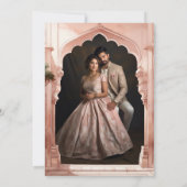 Roze Marmeren Boog Foto Indiaas Paleis Bruiloft Kaart (Achterkant)