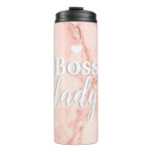 Roze Marmeren Boss Lady Thermosbeker (Voorkant)