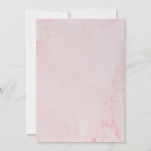 Roze marmeren bruidsdouche per post groene bladere kaart (Achterkant)