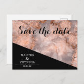 Roze marmeren bruiloft save the date aankondigingskaart (Voorkant / Achterkant)