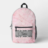 Roze Marmeren Diamant Bling Gepersonaliseerd Bedrukte Rugzak (Voorkant)