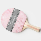 Roze Marmeren Diamant Bling Gepersonaliseerd Tafeltennisbatje (Zijkant)