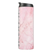 Roze Marmeren Diamant Bling Gepersonaliseerd Thermosbeker (Geroteerd rechts)