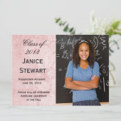 Roze Marmeren Foto Afstuderen Aankondiging (Staand voorkant)