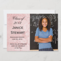 Roze Marmeren Foto Afstuderen Aankondiging