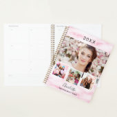 Roze marmeren foto collage afspraken 2026 planner (Display)