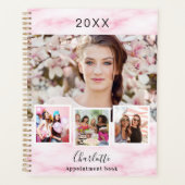 Roze marmeren foto collage afspraken 2026 planner (Voorkant)