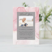 Roze Marmeren Foto Sympathy Begrafenismonument Bedankkaart (Staand voorkant)