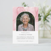 Roze Marmeren Foto Sympathy Begrafenismonument Bedankkaart (Staand voorkant)