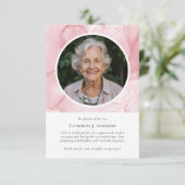 Roze Marmeren Foto Sympathy Memorial Funeral Bedankkaart (Staand voorkant)