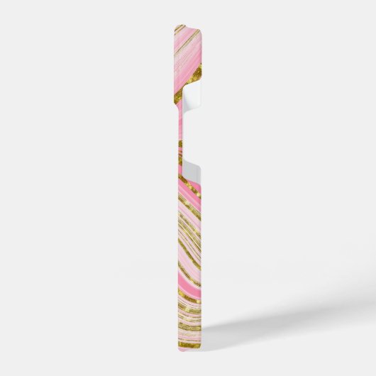 Roze Marmeren Glitter iPhone Hoesje (Linkerkant)