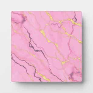 Roze marmeren goud aders patroon fotoplaat