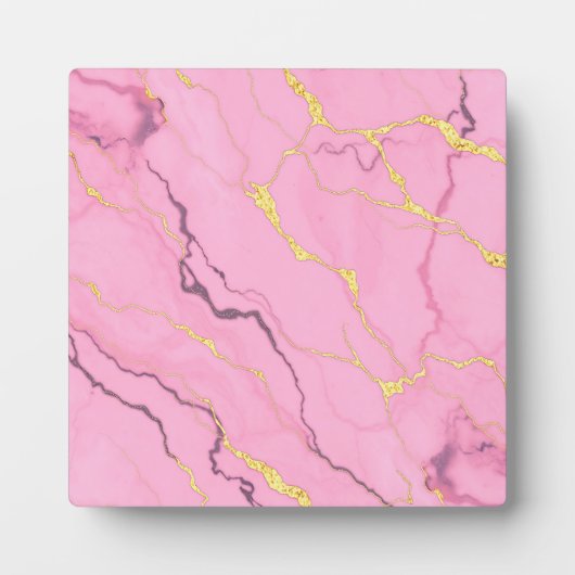 Roze marmeren goud aders patroon fotoplaat (Voorkant)