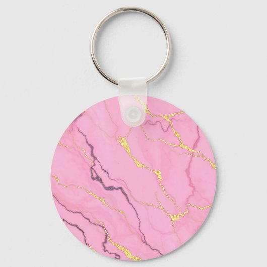 Roze marmeren goud aders patroon sleutelhanger (Voorkant)