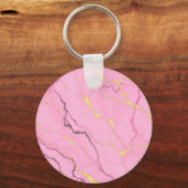 Roze marmeren goud aders patroon sleutelhanger (Voorkant)