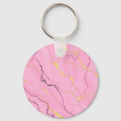 Roze marmeren goud aders patroon sleutelhanger (Achterkant)