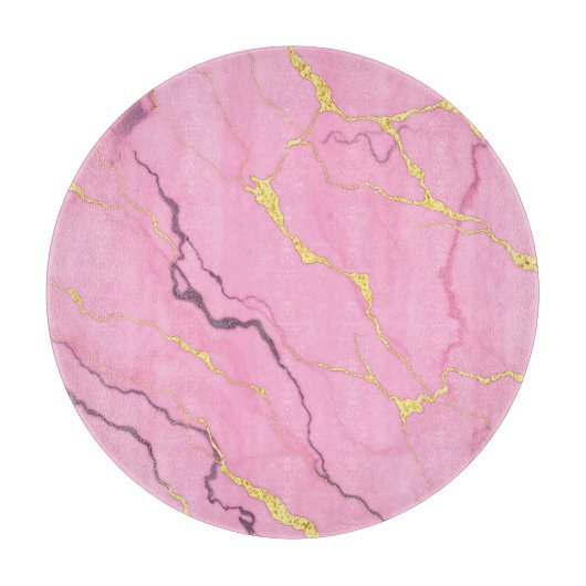 Roze marmeren goud aders patroon snijplank (Voorkant)