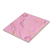 Roze marmeren goud aders patroon tegeltje (Zijkant)