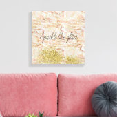 Roze Marmeren Gouden Confetti Faux Glitter Canvas Afdruk (Insitu (Woonkamer))