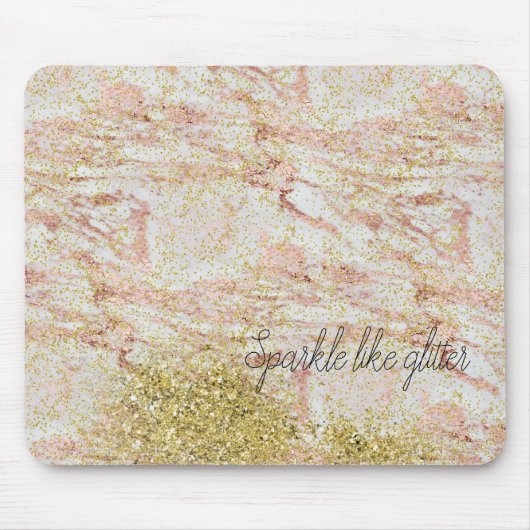 Roze Marmeren Gouden Confetti Faux Glitter Muismat (Voorkant)