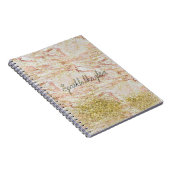 Roze Marmeren Gouden Confetti Faux Glitter Notitieboek (Rechterzijde)