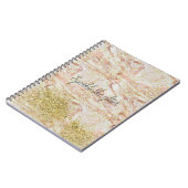 Roze Marmeren Gouden Confetti Faux Glitter Notitieboek (Linkerzijde)