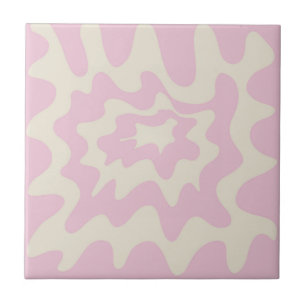 Roze Marmeren Groovy Golfstripe Moderne Lente Tegeltje