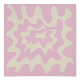 Roze Marmeren Groovy Wavy Stripe Modern Spring Perfect Poster