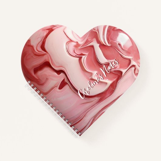 Roze marmeren hart notitieboek (Voorkant)