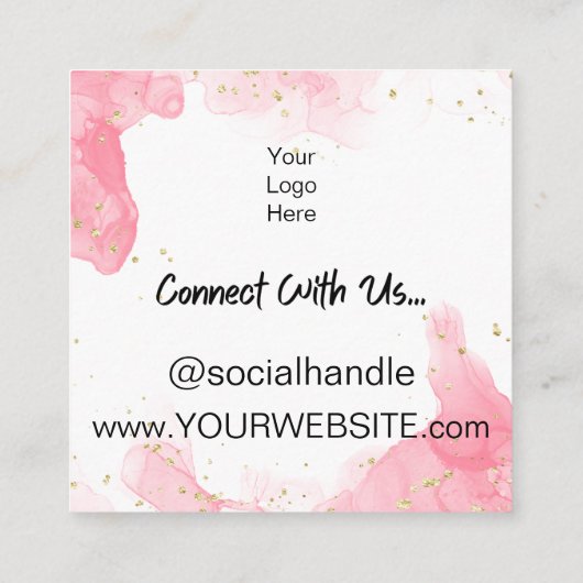 Roze Marmeren Korting Scratch Off Dank u Kaart Vierkante Visitekaartje (Achterkant)