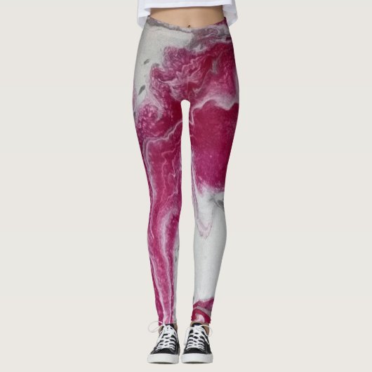 Roze Marmeren Leggings (Voorkant)