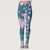 Roze Marmeren Leggings - Bloemen Yoga Broek Vrouwe (Voorkant)