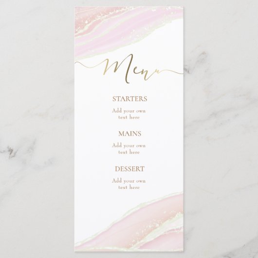 roze marmeren Menu (Voorkant)