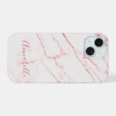 Roze marmeren Moderne Stijlvolle Monogram iPhone 15 Case (Achterkant horizontaal)