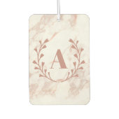 Roze Marmeren Monogram Elk Initiaal & Naam Custom Luchtverfrisser (Voorkant)