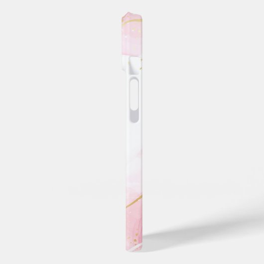 Roze marmeren monogram | Girly Modern Gold Glitter Case-Mate iPhone Case (Achterkant / Links)