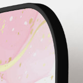 Roze marmeren monogram | Girly Modern Gold Glitter Pickleball Paddle (Links Detail)