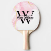 Roze marmeren monogram | Girly Modern Gold Glitter Tafeltennisbatje (Voorkant)