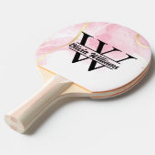 Roze marmeren monogram | Girly Modern Gold Glitter Tafeltennisbatje (Voorkant Gekanteld)