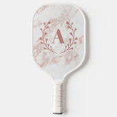 Roze Marmeren Monogram Initiaal Custom Meisjes Pickleball Paddle (Achterkant)