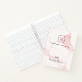 Roze marmeren naam elegant zakelijk logo notitieboek (Binnen)