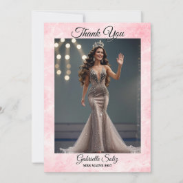 Roze Marmeren Pageant Foto Bedankkaart