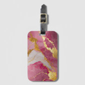 Roze marmeren patroon met goud bagagelabel (Voorkant (verticaal))