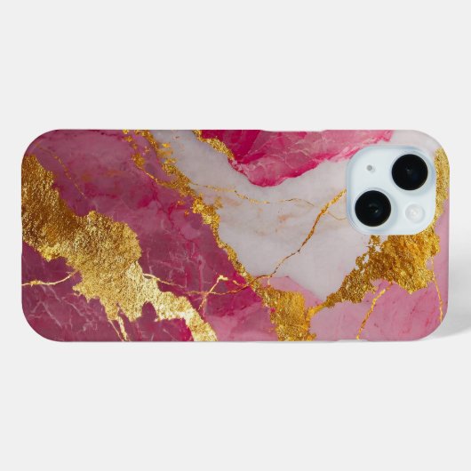 Roze marmeren patroon met goud Case-Mate iPhone case (Achterkant (horizontaal))
