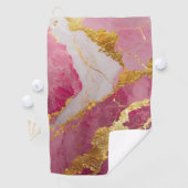 Roze marmeren patroon met goud golfhanddoek (Insitu)