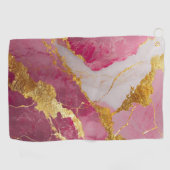 Roze marmeren patroon met goud golfhanddoek (Horizontaal)