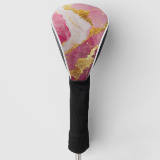 Roze marmeren patroon met goud golfheadcover