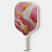 Roze marmeren patroon met goud pickleball paddle (Achterkant)